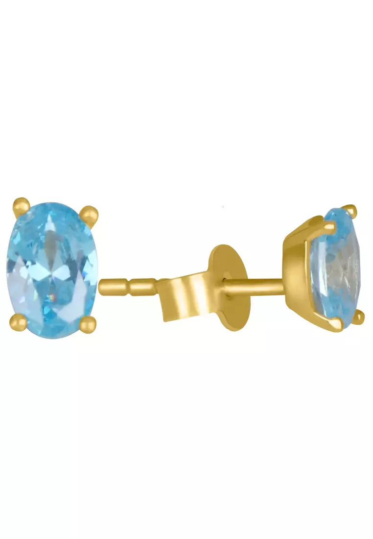 Blue Topaz Oval Studs 18k Gold