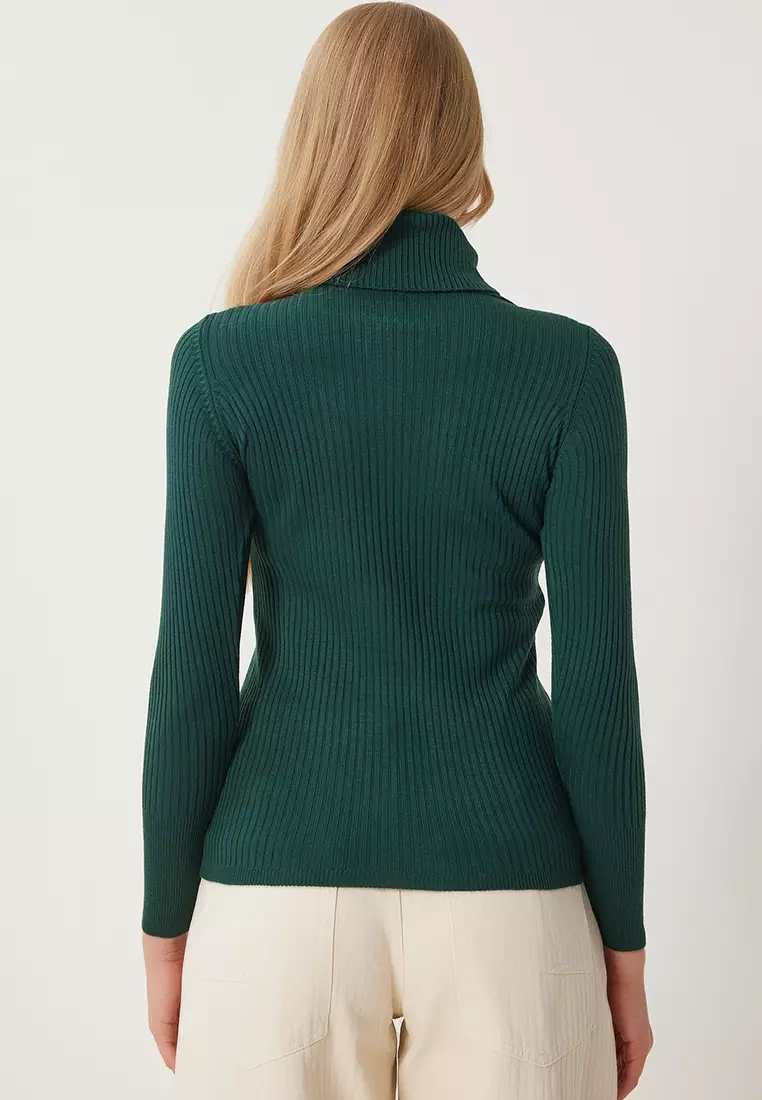 Turtleneck Ribbed Lycra Sweater