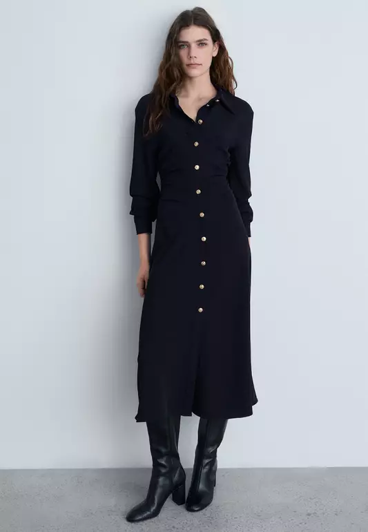 Midi-Dress with Draped Waist