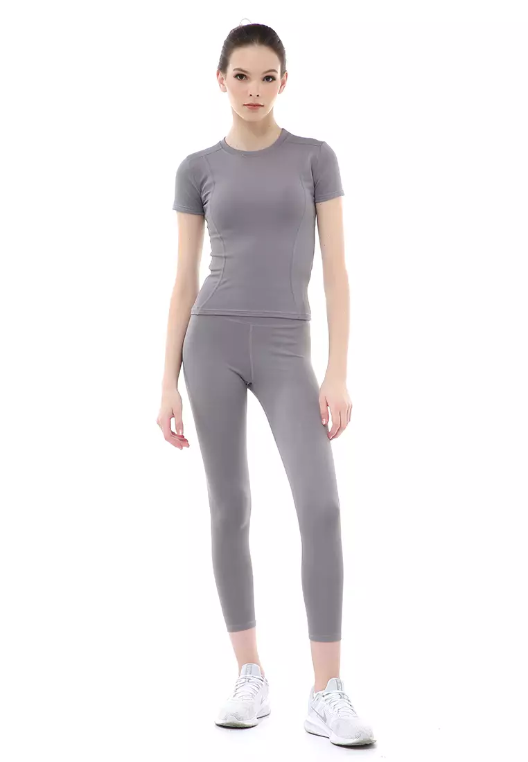 Mikayla Kaos Olahraga Wanita Simple Design Sporty T-Shirt Lengan Pendek Material Polyester ORIGINAL - Gray