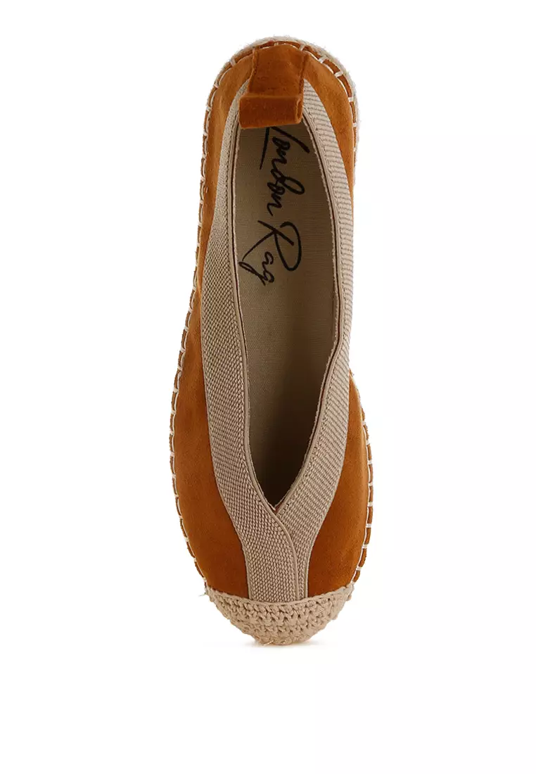 Microfiber Detachable Lace Espadrilles In Tan
