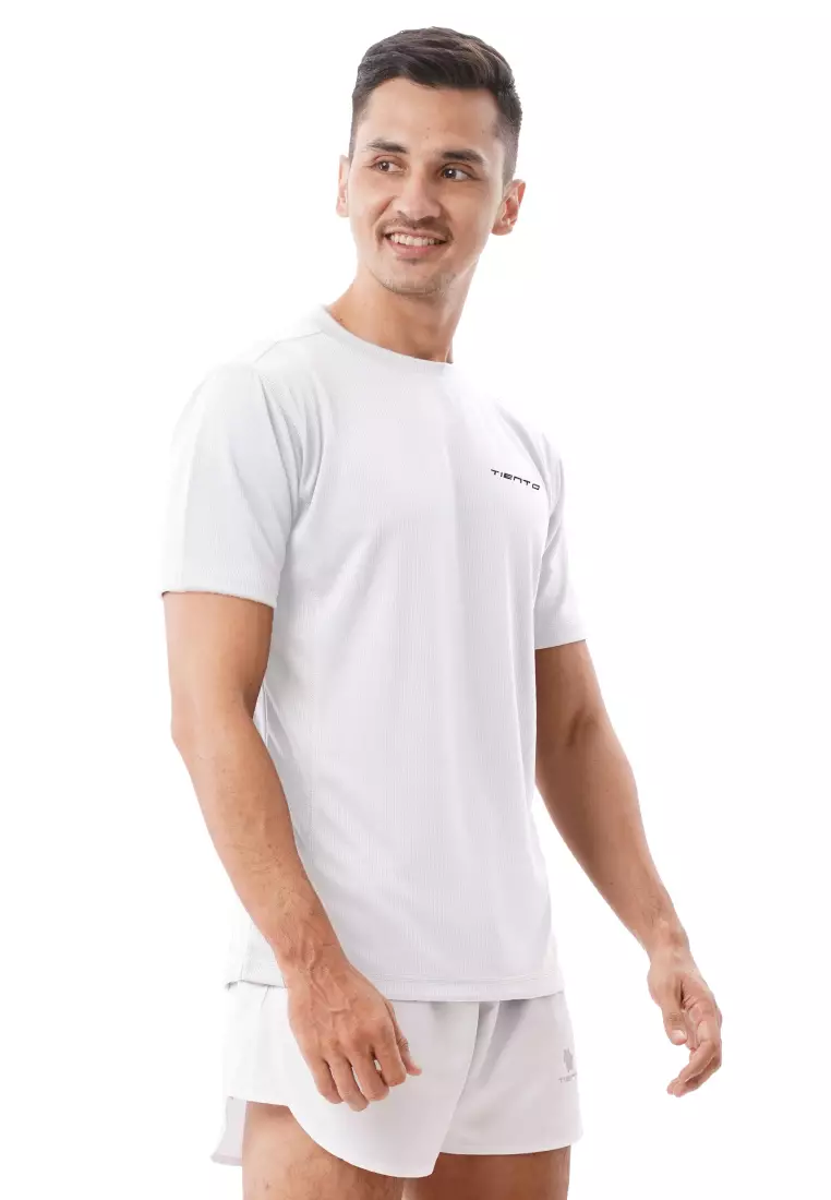 Tiento Kaos Dry Fit Men White Baju Olahraga Lari Pria