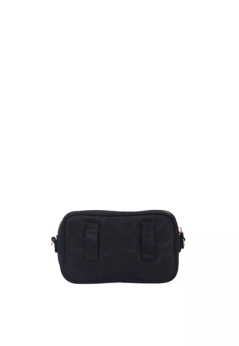 Black Carlo GEO Nylon Crossbody Belt Bag