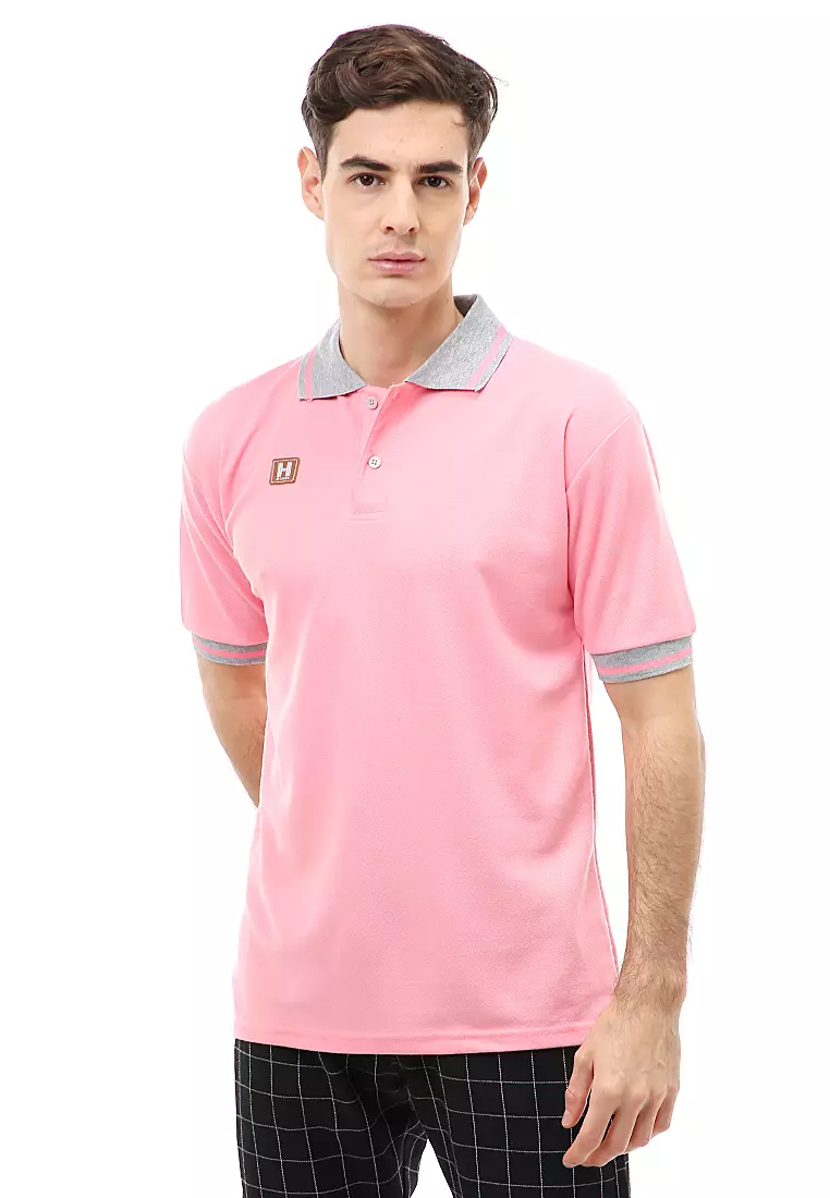 Jack T-Shirt Atasan Kasual Kaos Polos Pria Kerah Lengan Pendek Material Cotton ORIGINAL - Pink