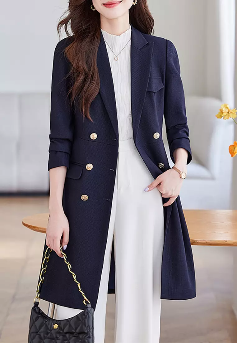 Slim Cut Blazer-style Trench Coat YGH-EM6631