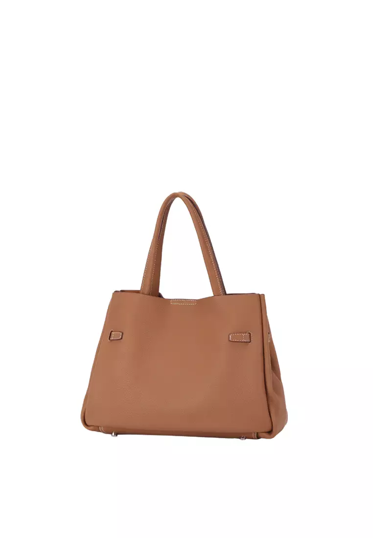 SAOIRSE Soft Structural Belt Tote Bag - Caramel