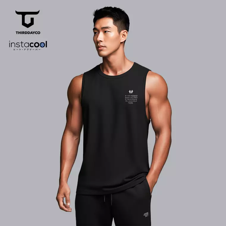 Kutung Pria Casual  SVN Logo Katakana Paragraph hitam MTY15