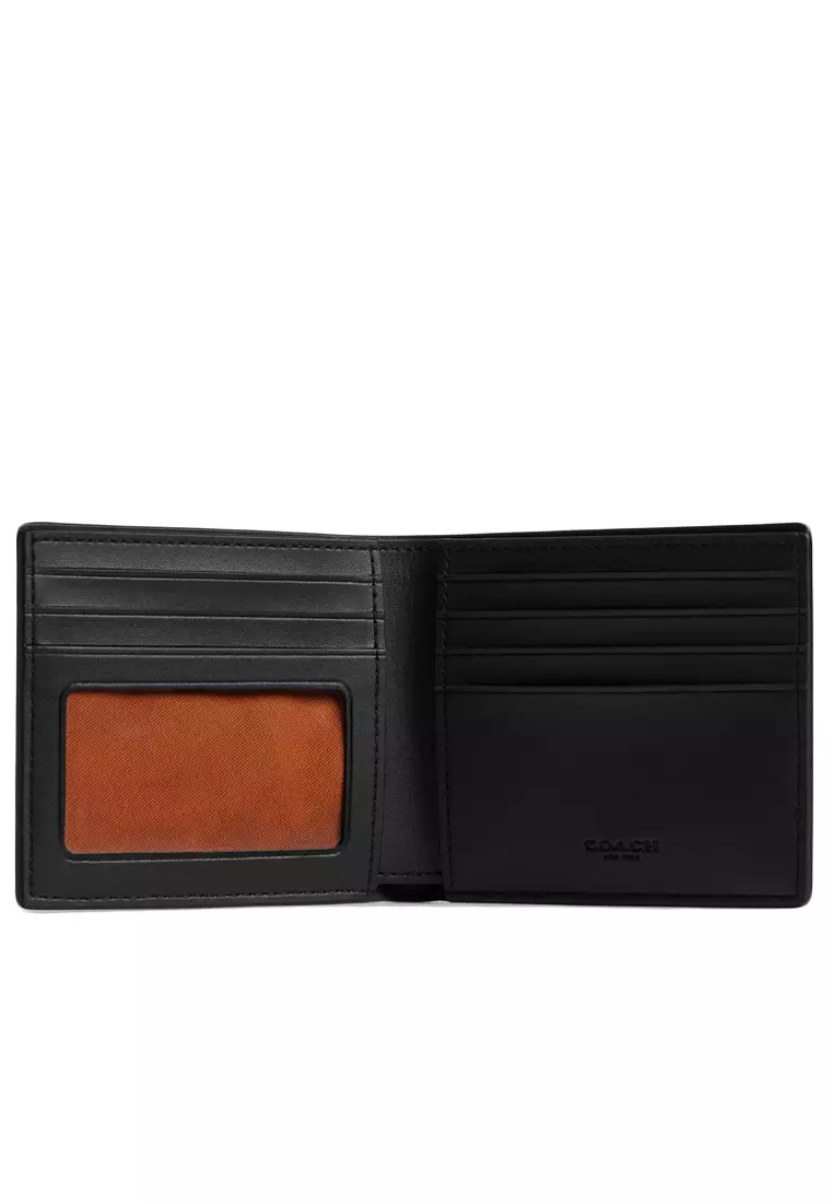 Coach Mens ID Billfold Wallet In Signature Canvas - Tan/Black