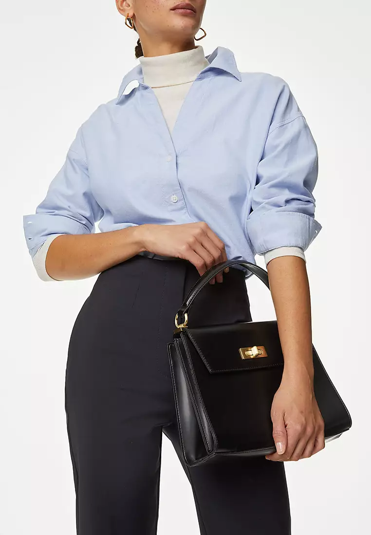 Cotton Blend Slim Fit Cropped Trousers