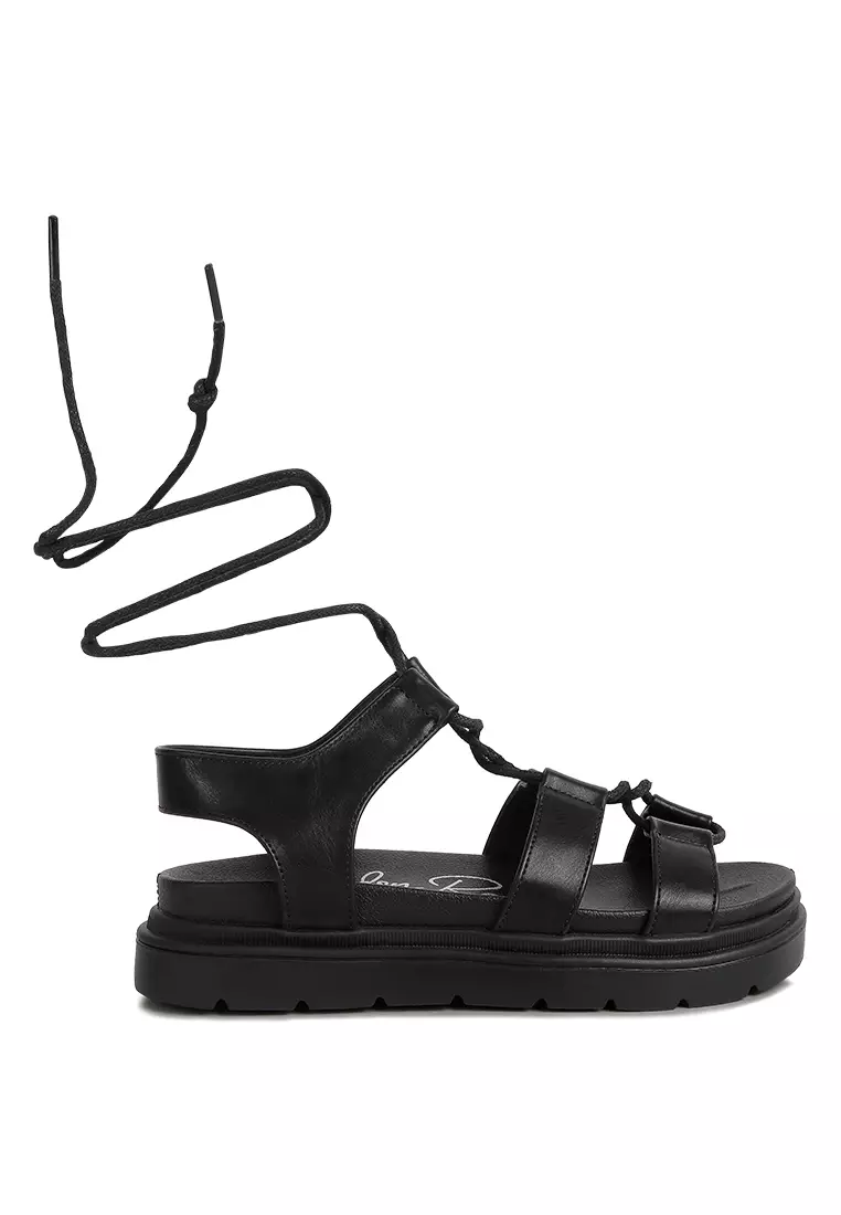 Discount on London Rag  shoes - SKU: Black Faux Leather Gladiator Sandals