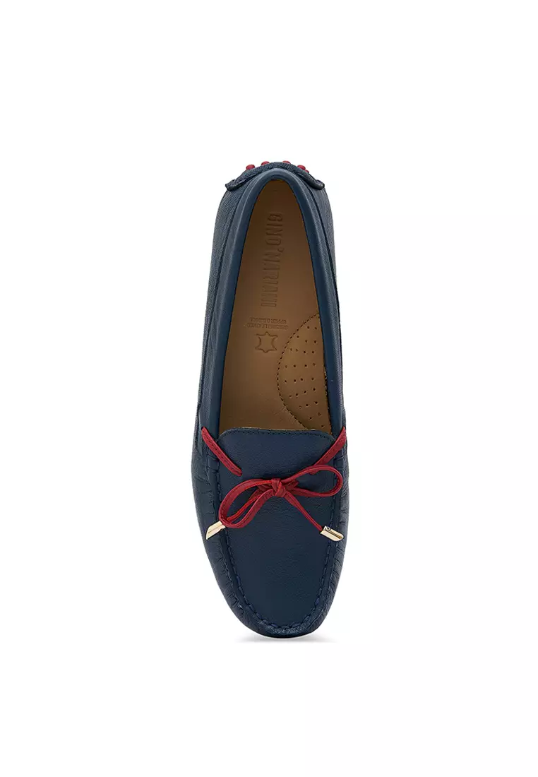Sepatu Casual Wanita Loafer Moccasin Gino Mariani Elena 3 Navy