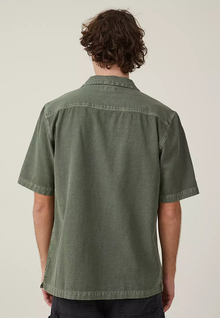 Regular Short Sleeve Plain Shirt - Sage