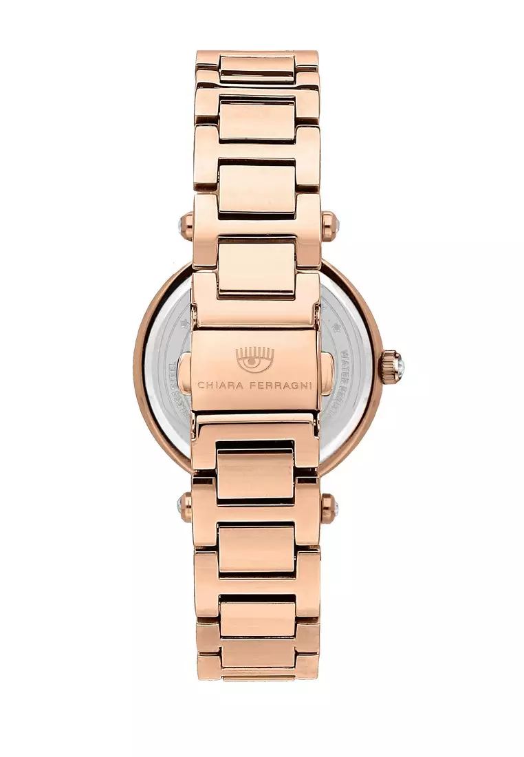 【2 Years Warranty】 Chiara Ferragni Lady Like 34mm Yellow Gold Sunray Dial Women's Quartz Watch R1953103505