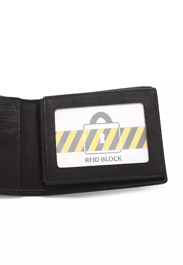 Leather RFID Bi-Fold Short Wallet - Brown