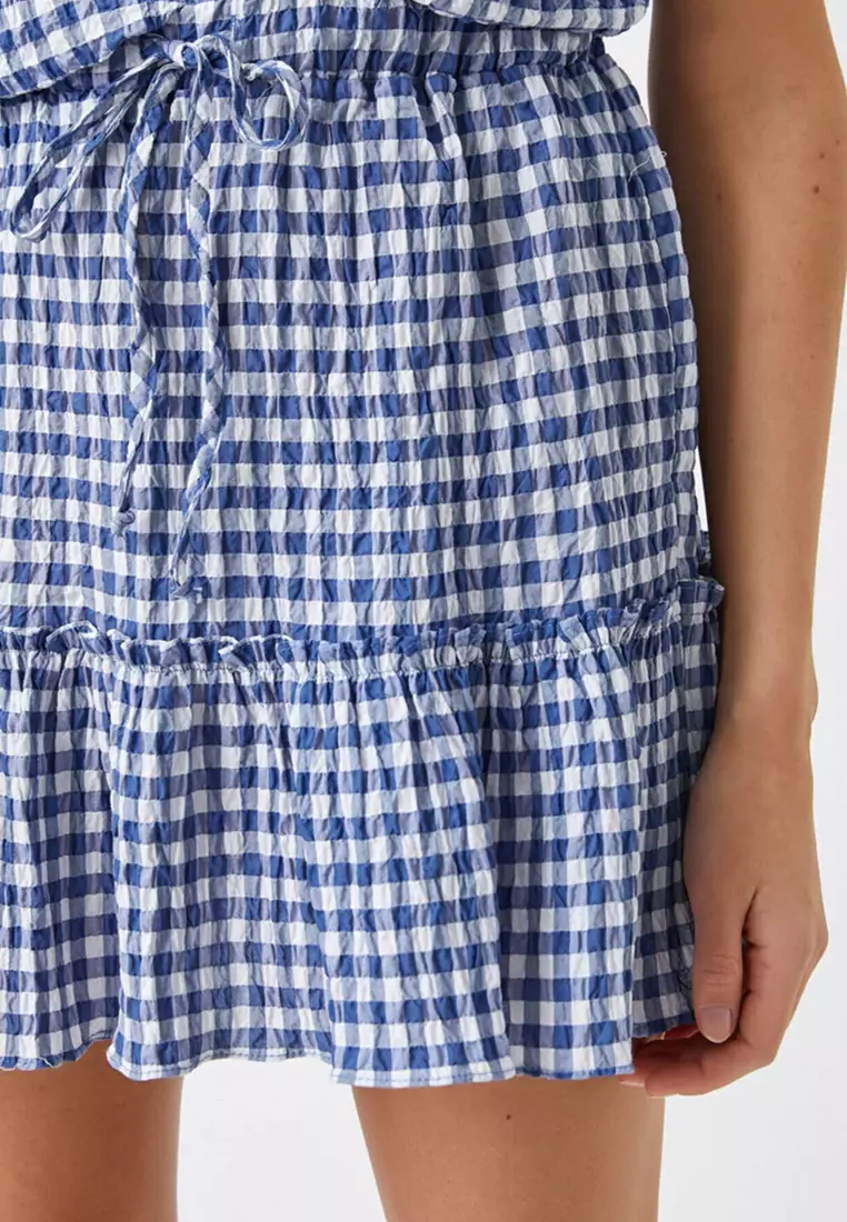 Violaine Ruffled Checkered Texture Skirt