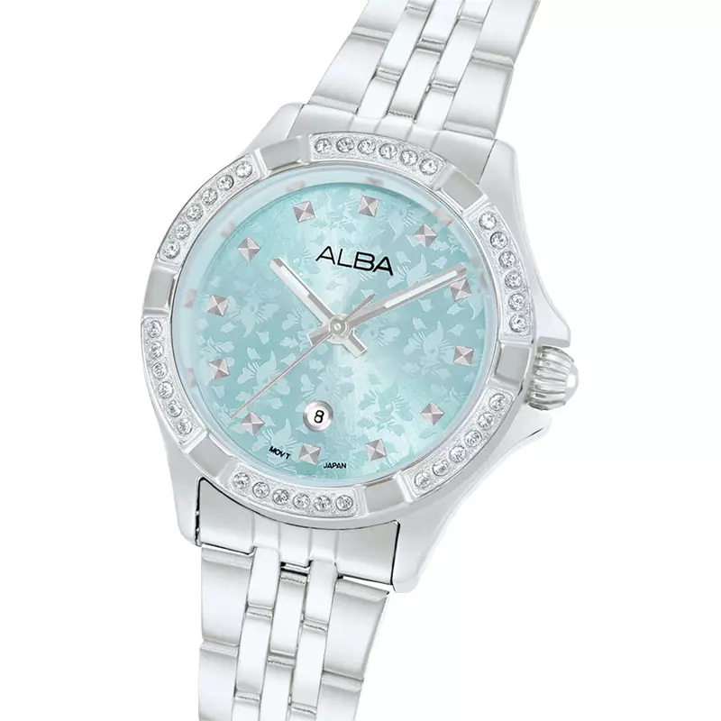 Jam Tangan Wanita Alba Signa AH7EE3X1 Ladies Light Blue Dial Stainless Steel Strap