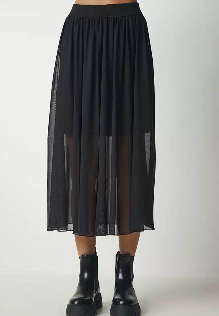 Sheer high outlet waisted pleated skirt