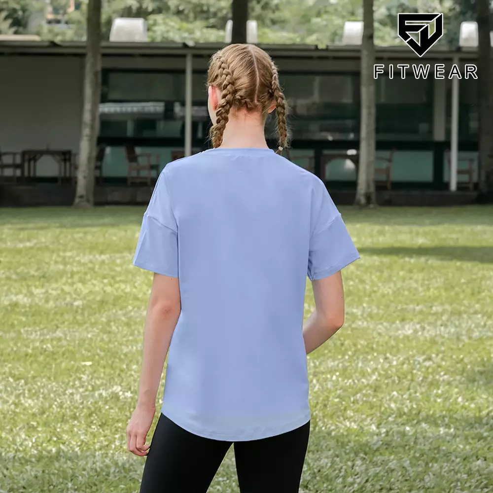 Fitwear Kaos Dryfit Oversize Olahraga Wanita ARIANA S/S SLIT - SOFT BLUE