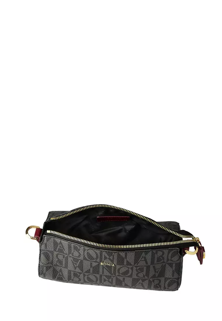 Ornella Monogram Black/Red Small Shoulder Bag