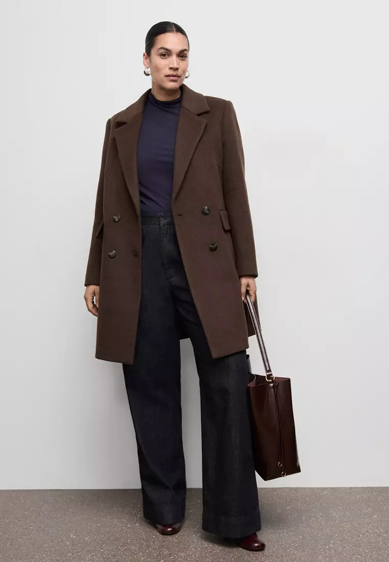 Double-Button Wool Blend Coat