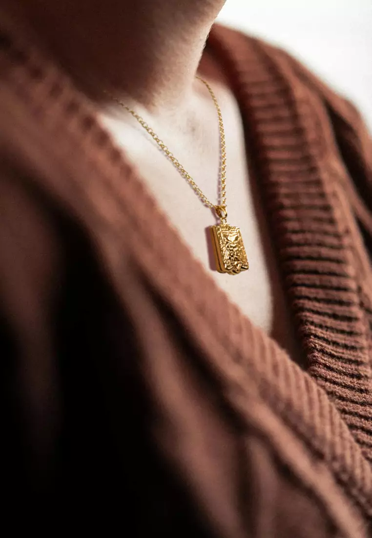 Engraved Shield Locket Necklace