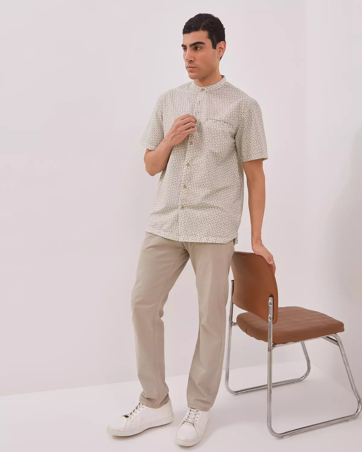 AMK Kemeja Koko Pria Lengan Pendek KK BB Hibran Ss Khaki