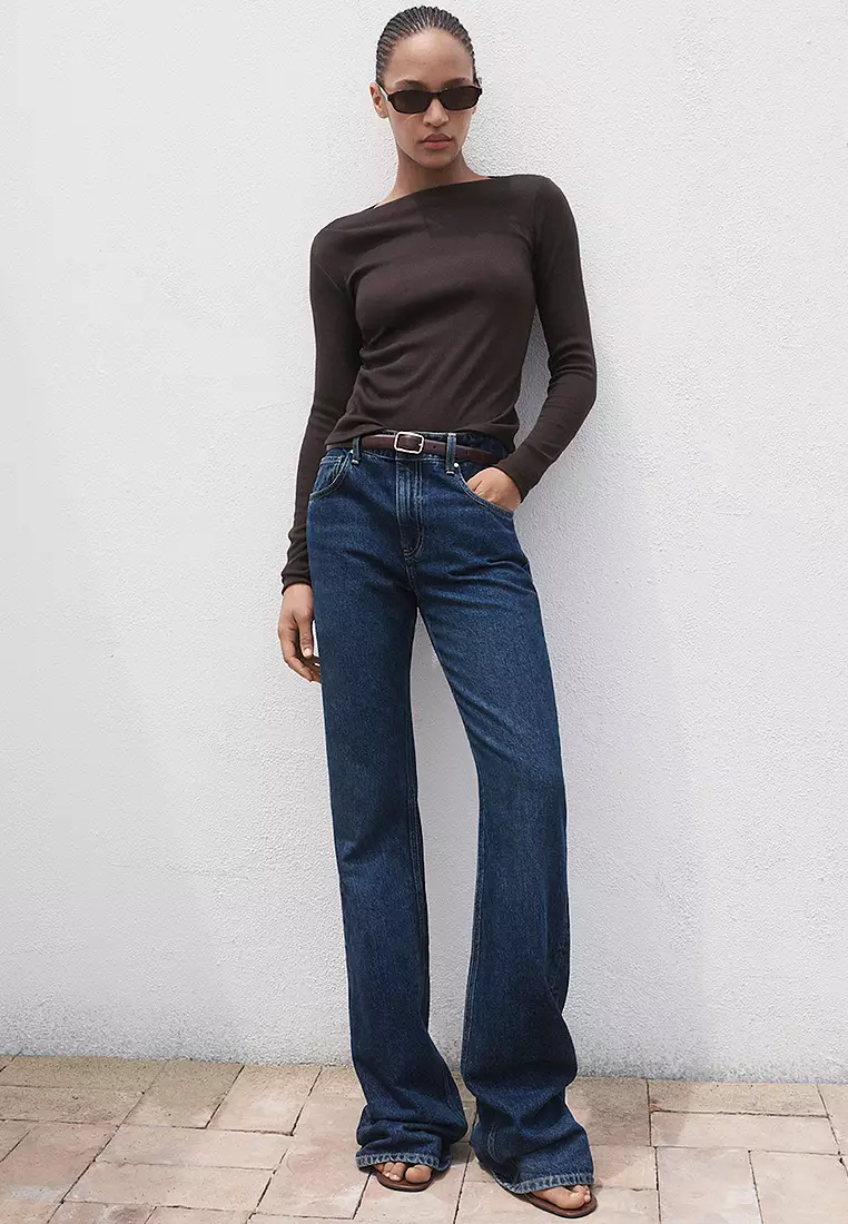 Long-Sleeved Boat-Neck T-Shirt