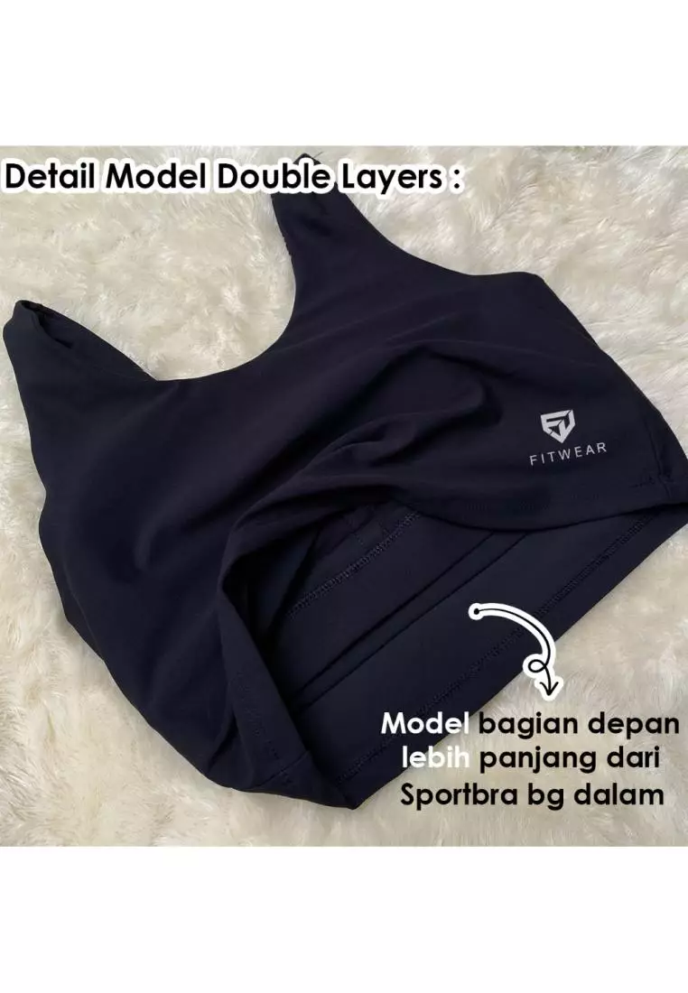 Fitwear - SportBra Croptop Olahraga Wanita EVELYNE [2IN1 PLAIN] - DUSTY PINK