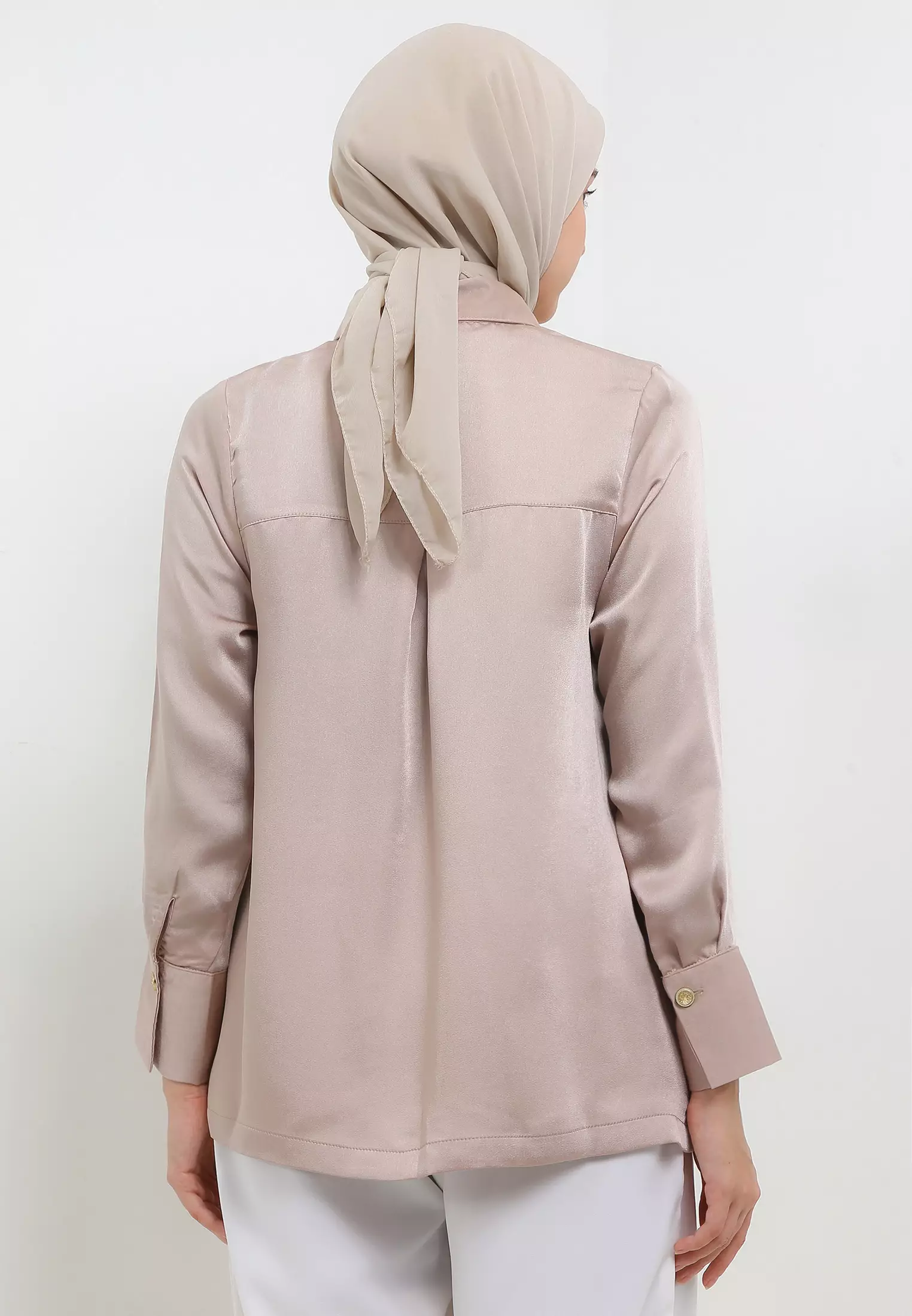 MFMW Aiko Atasan Blouse Satin Dark Brown