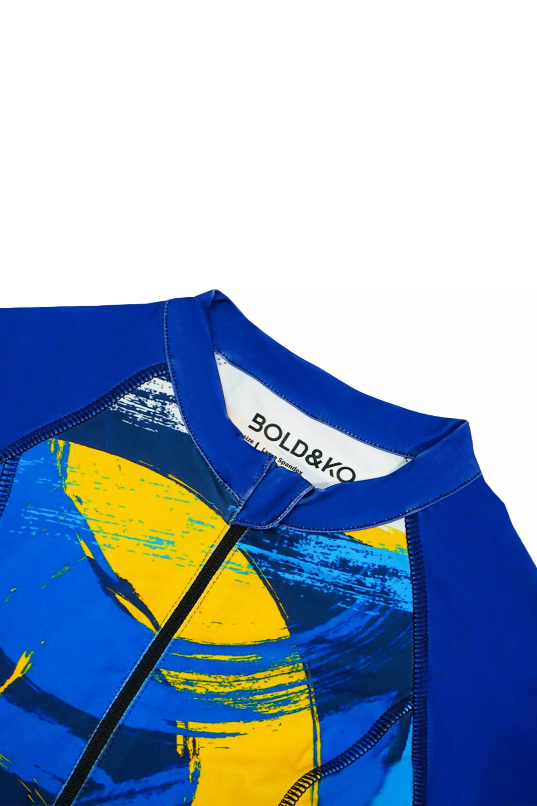BOLD & KO Longsleeve Rashguard In Blue Abstract Kids Swimsuit | Baju Renang Anak