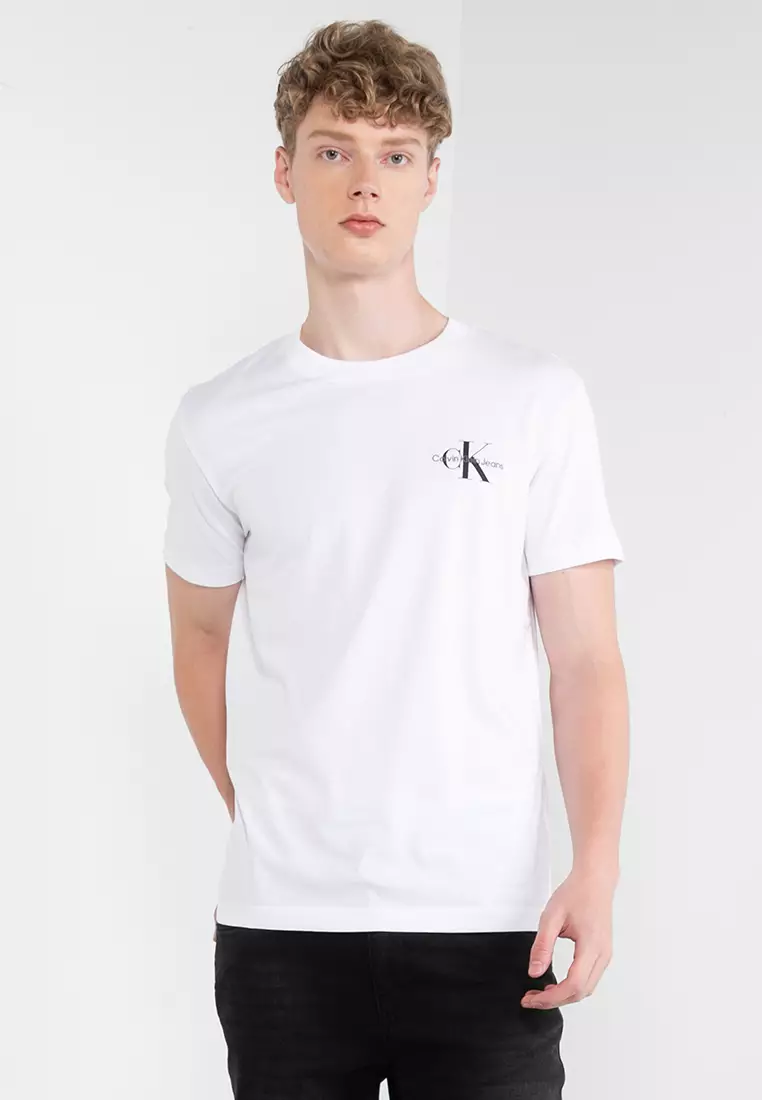 Buy Calvin Klein T-Shirt ZALORA | Klein - Calvin Logo Sleeves Jeans Singapore Regular 2024 Monogram Online Short