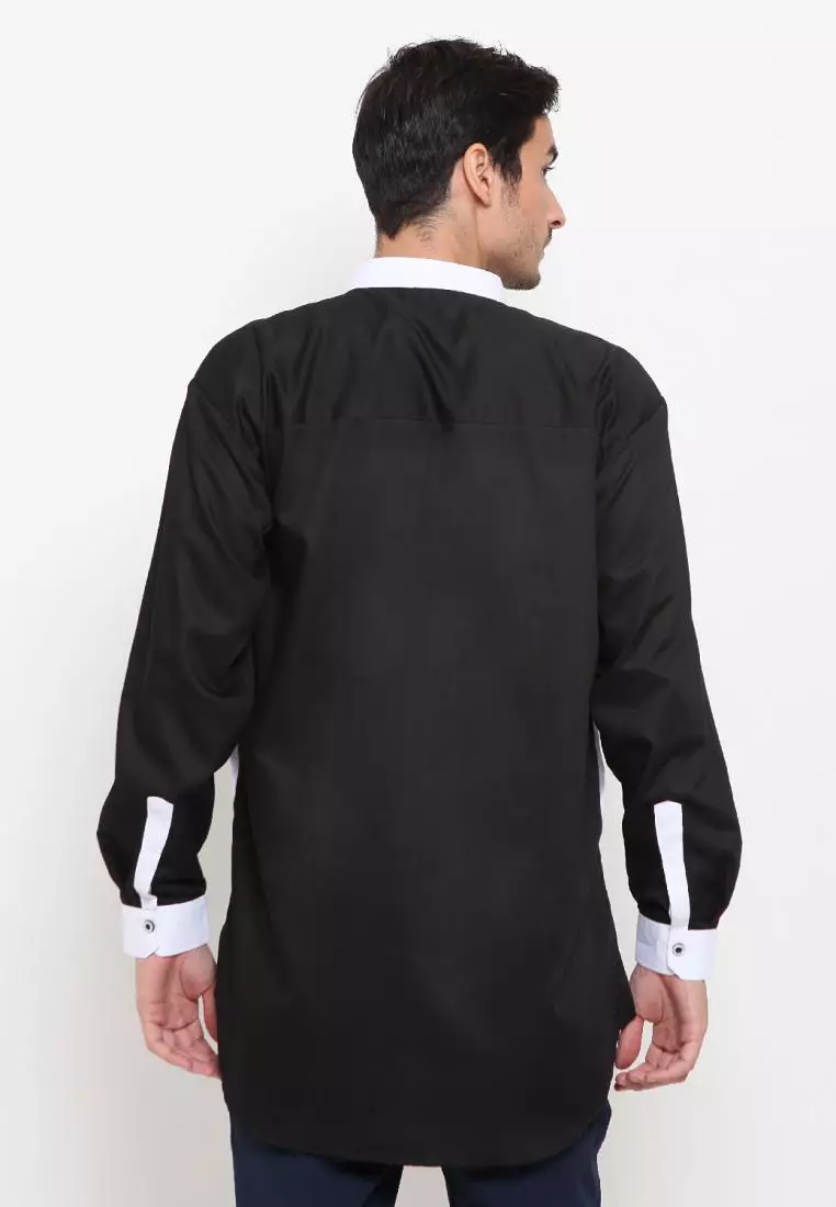 Zayidan Baju Koko Gamis Muslim Pria Ghafar - Hitam