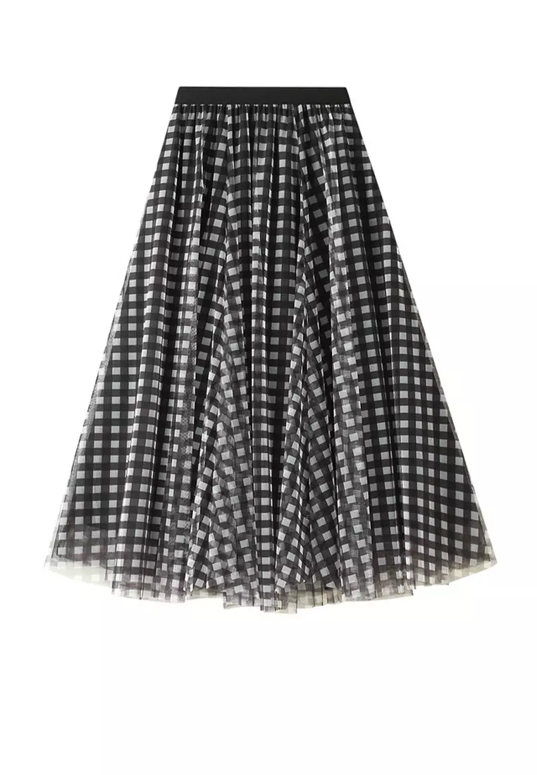 Black and white plaid skirt outlet 60