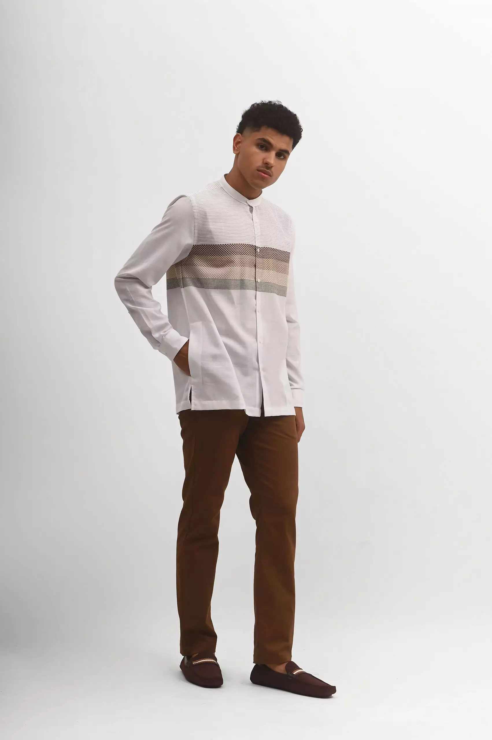 MANZONE Kemeja Koko Pria Lengan Panjang FAJHRI - WHITE