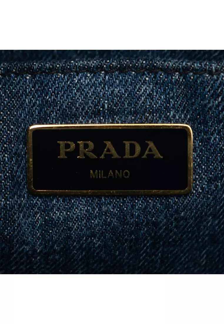 Pre-Loved Prada Small Denim Canapa Logo Tote