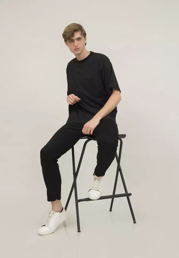 Kaos oversized hitam t shirt rhode island unisex pria houseofcuff