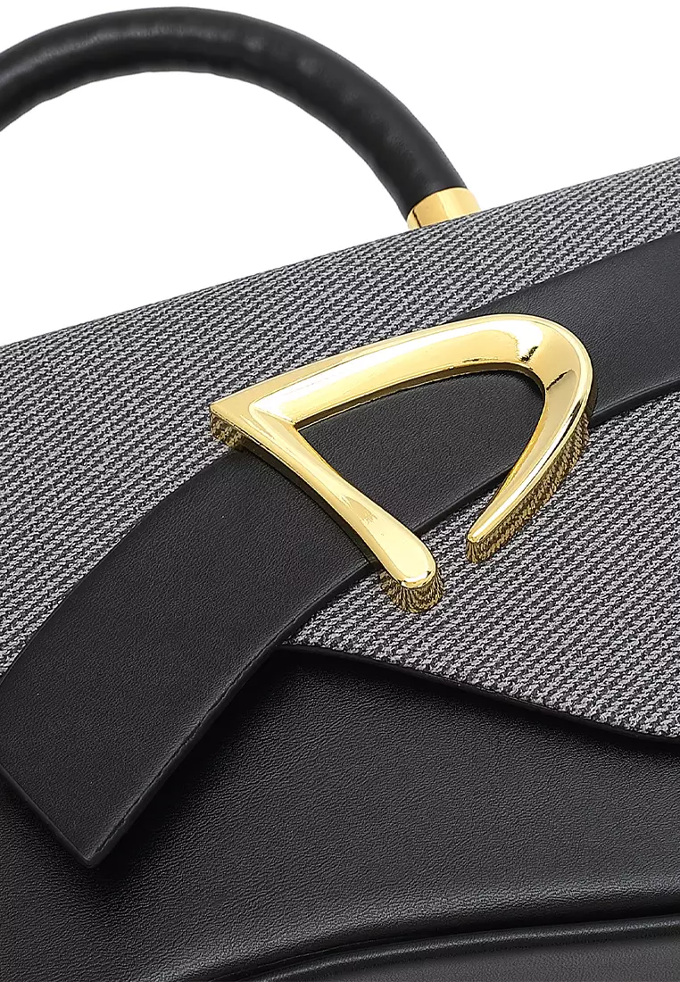 Women's Top Handle Bag / Sling Bag / Crossbody Bag - Black