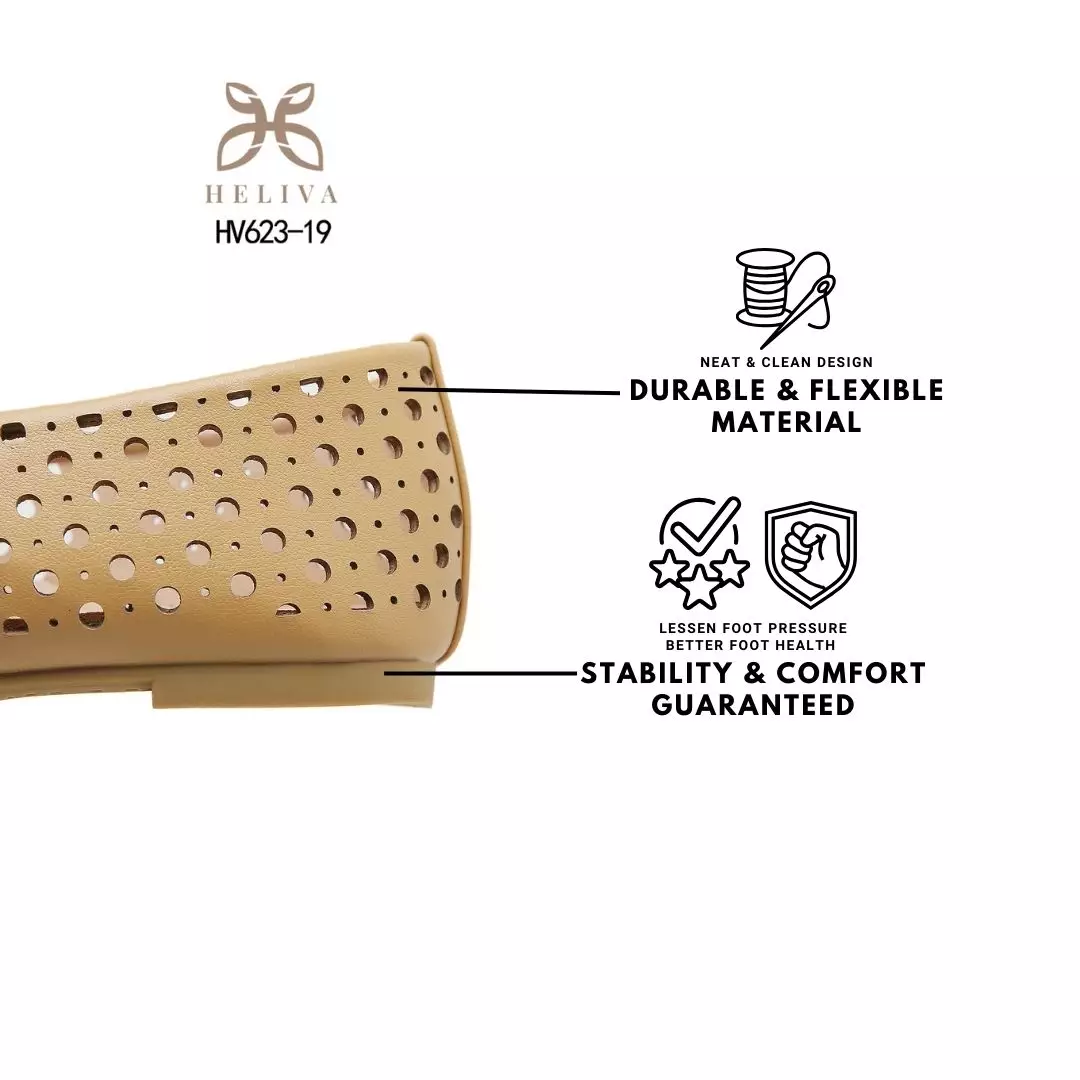 HELIVA SENIA Romantic Mary Jane Flats with Artistic Laser Pattern & Bow HV623-19