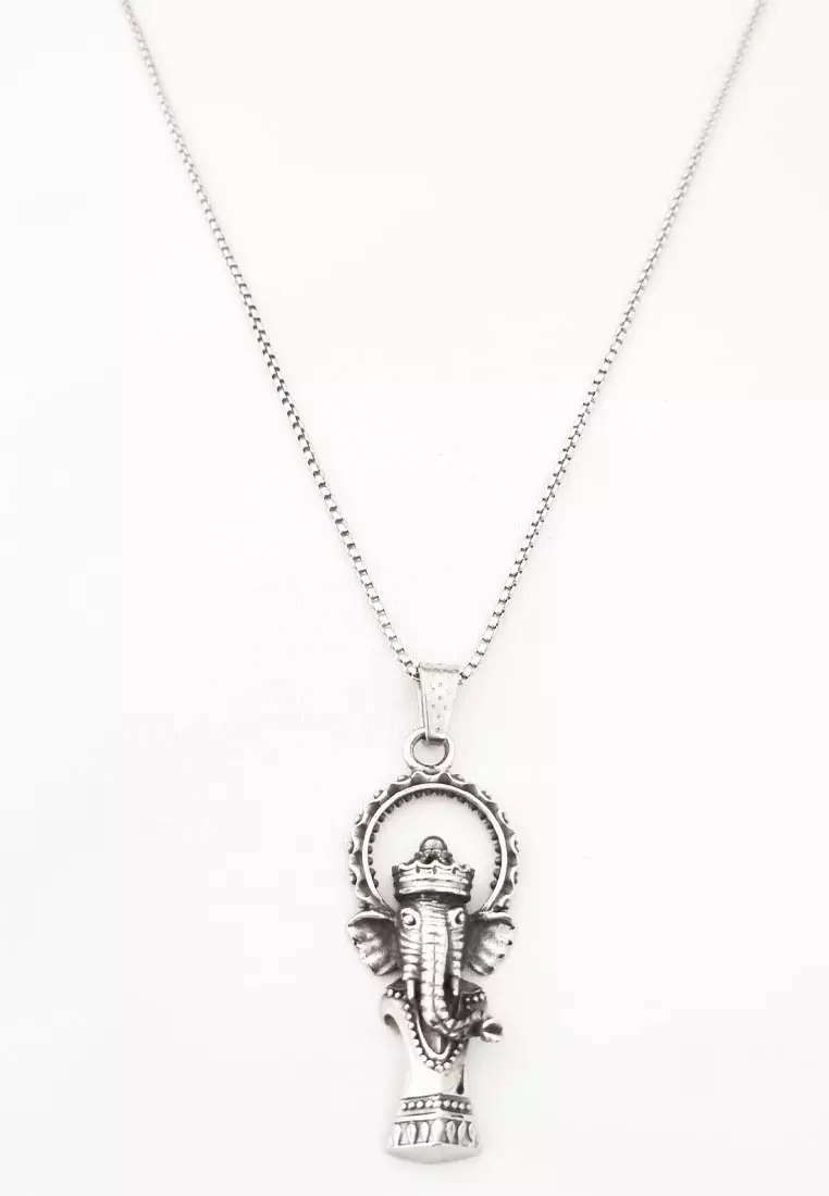 Ganesha Premium Stainless Steel Necklace Kalung Pria Silver