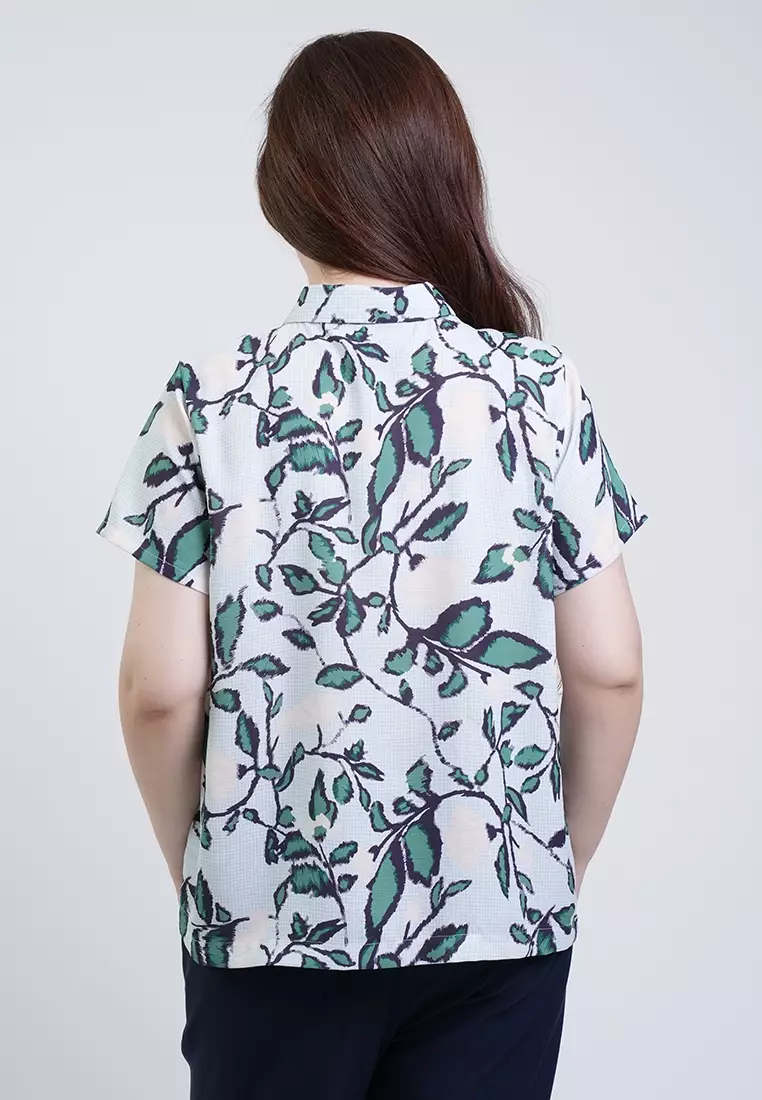 Milly Plus Size Rosa Button-Down Collar Floral Blouse