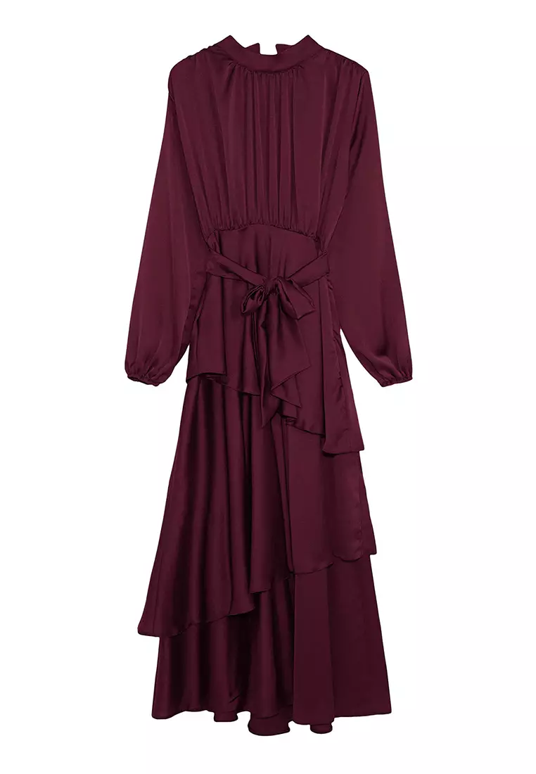 Modest Layered Satin Evening Dress