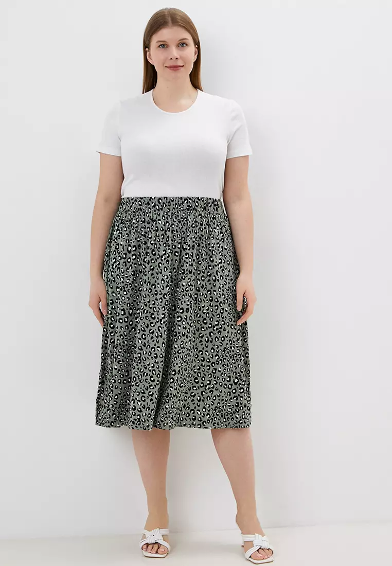 Animal Print Midi Tiered Skirt