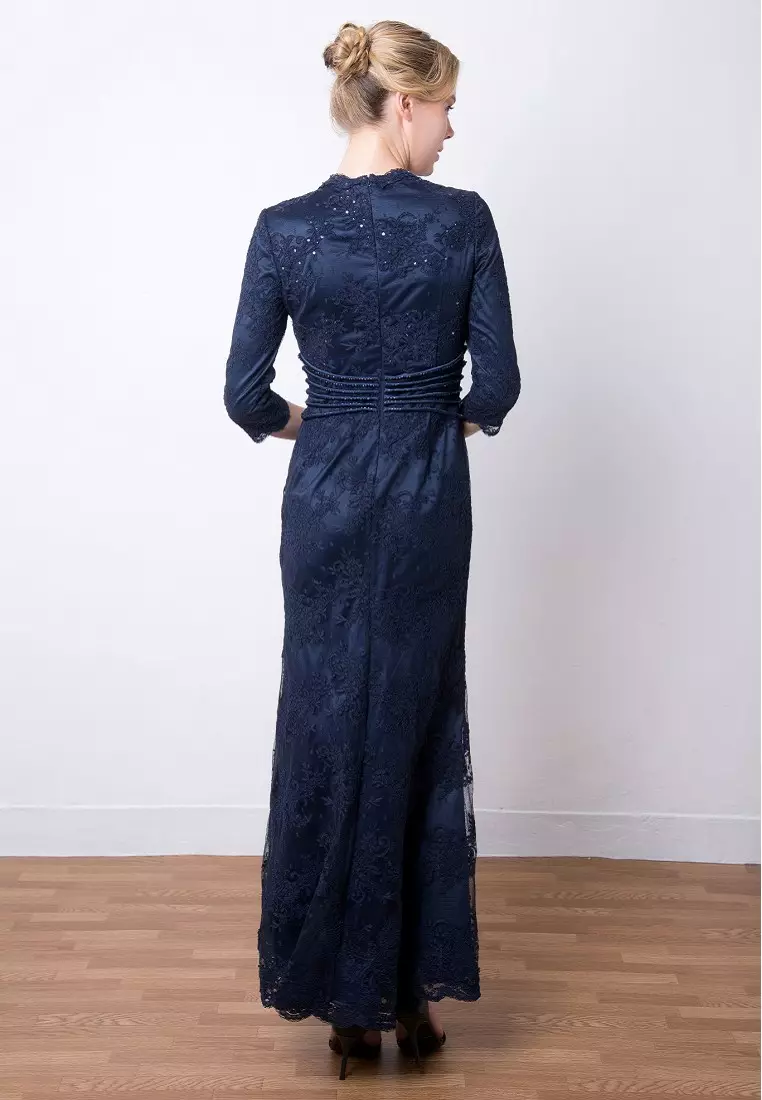 Charming Three quarter Sleeves Lace Evening Gown