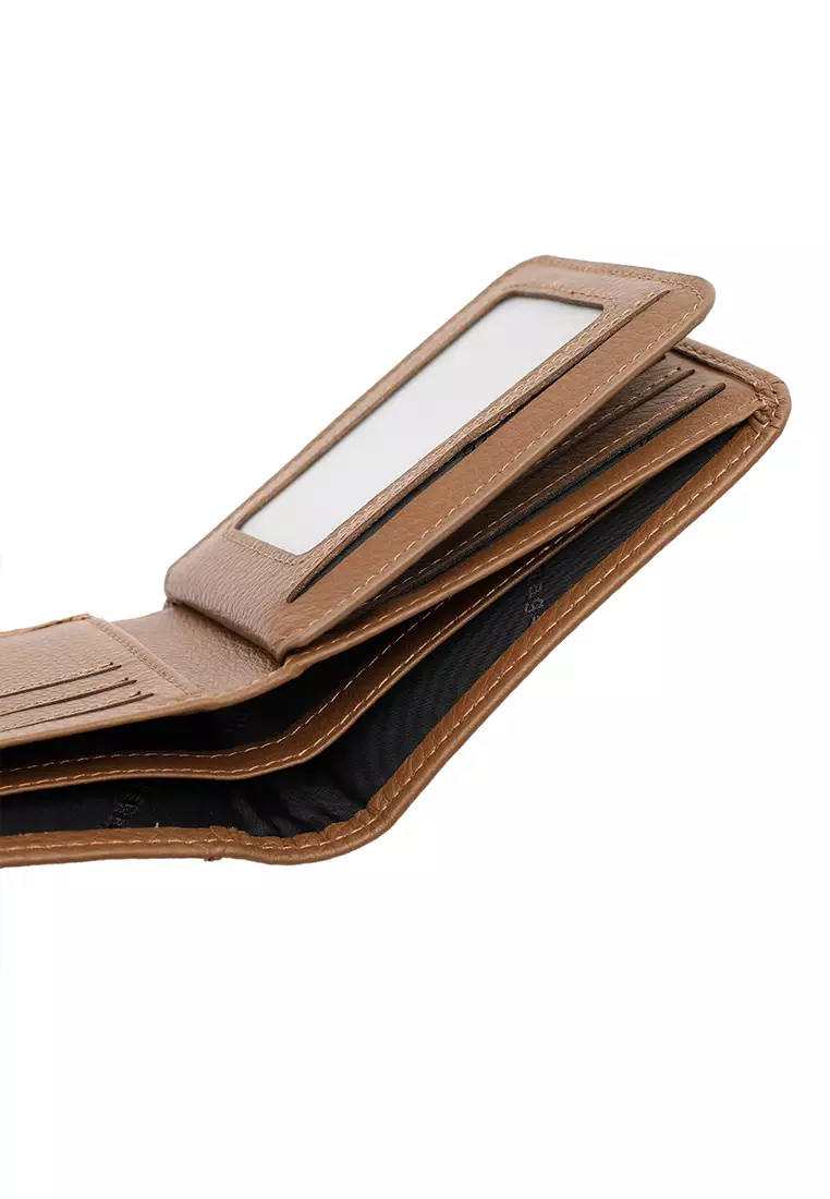 Men's RFID Genuine Leather Bi Fold Center Flap Short Wallet