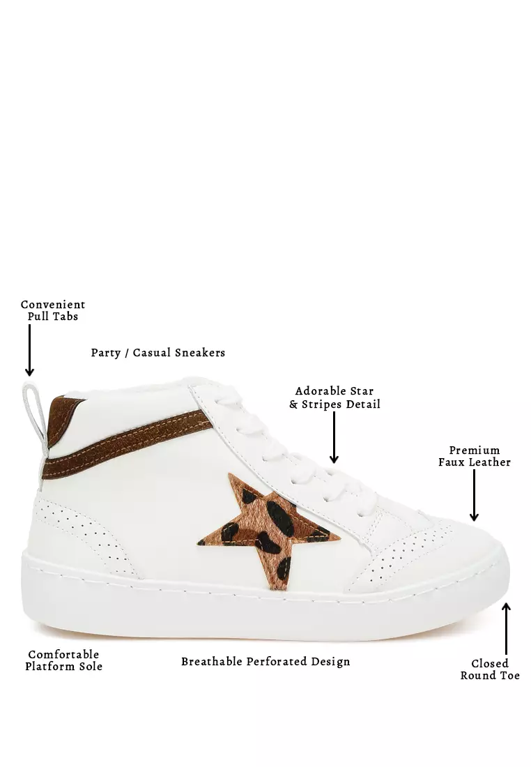 Star High Ankle Sneakers in White