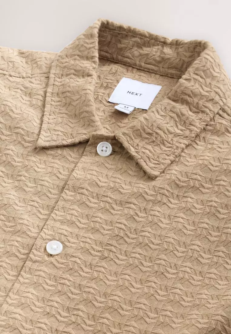 100% Cotton Waffle Texture Short Sleeve Shirt