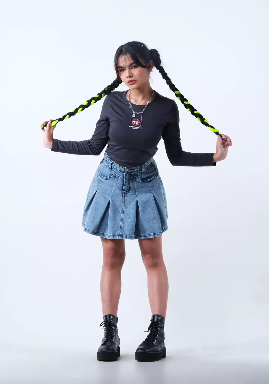 Kaos Wanita Baby Tee Jen Grey