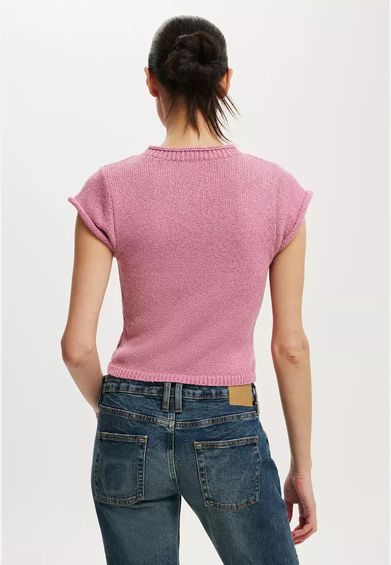 紋理短袖針織上衣