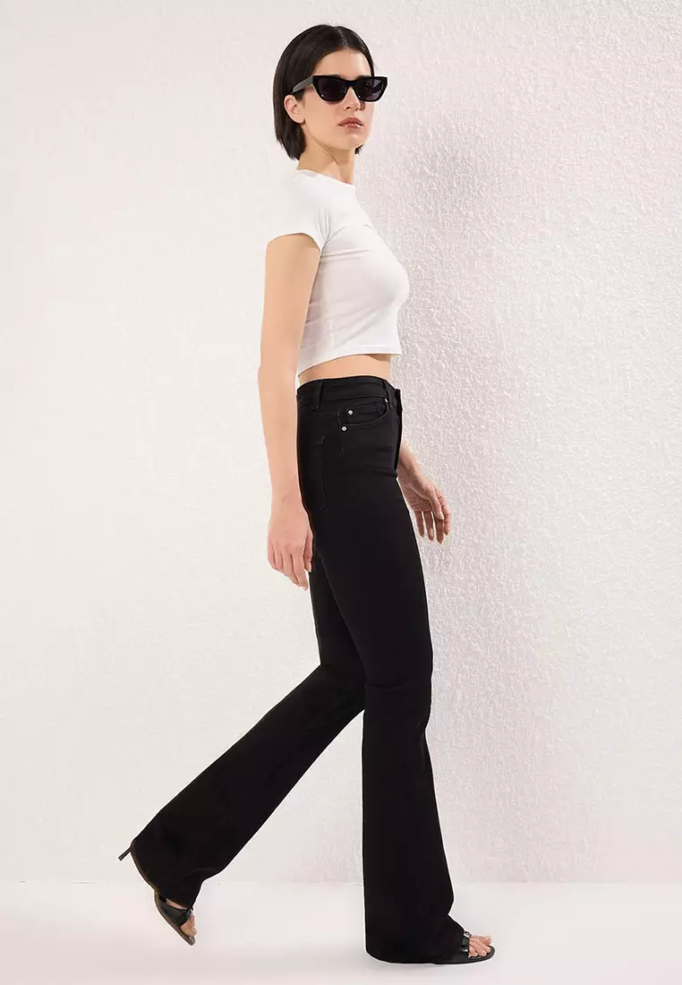 Black High Waist Flare Jeans Twoss25Je00052