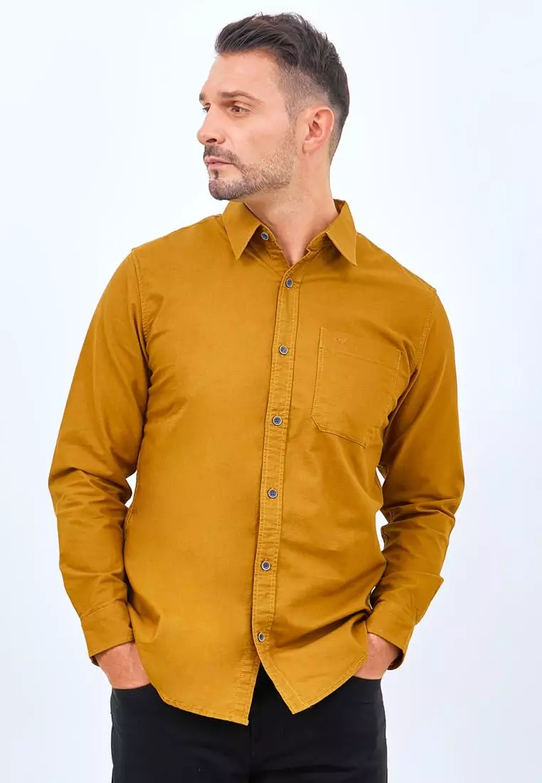 Jual Emba Classic Emba Classic-Kemeja Lengan Panjang Polos warna Coklat ...
